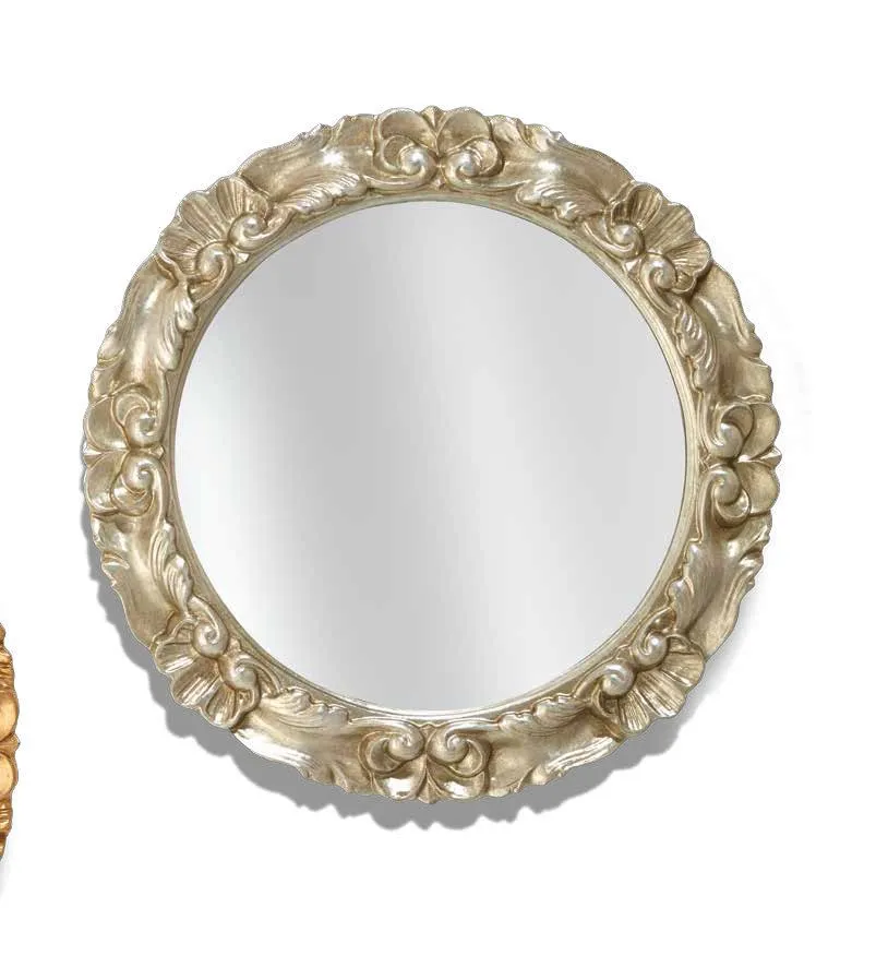 Specchiera SP 7610 Imba tonda a fiori in argento