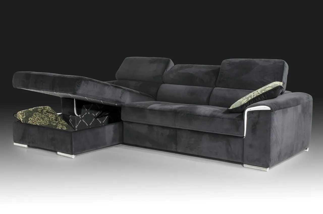 Divano Grace Max Sofà con il contenitore della chaise longue aperto