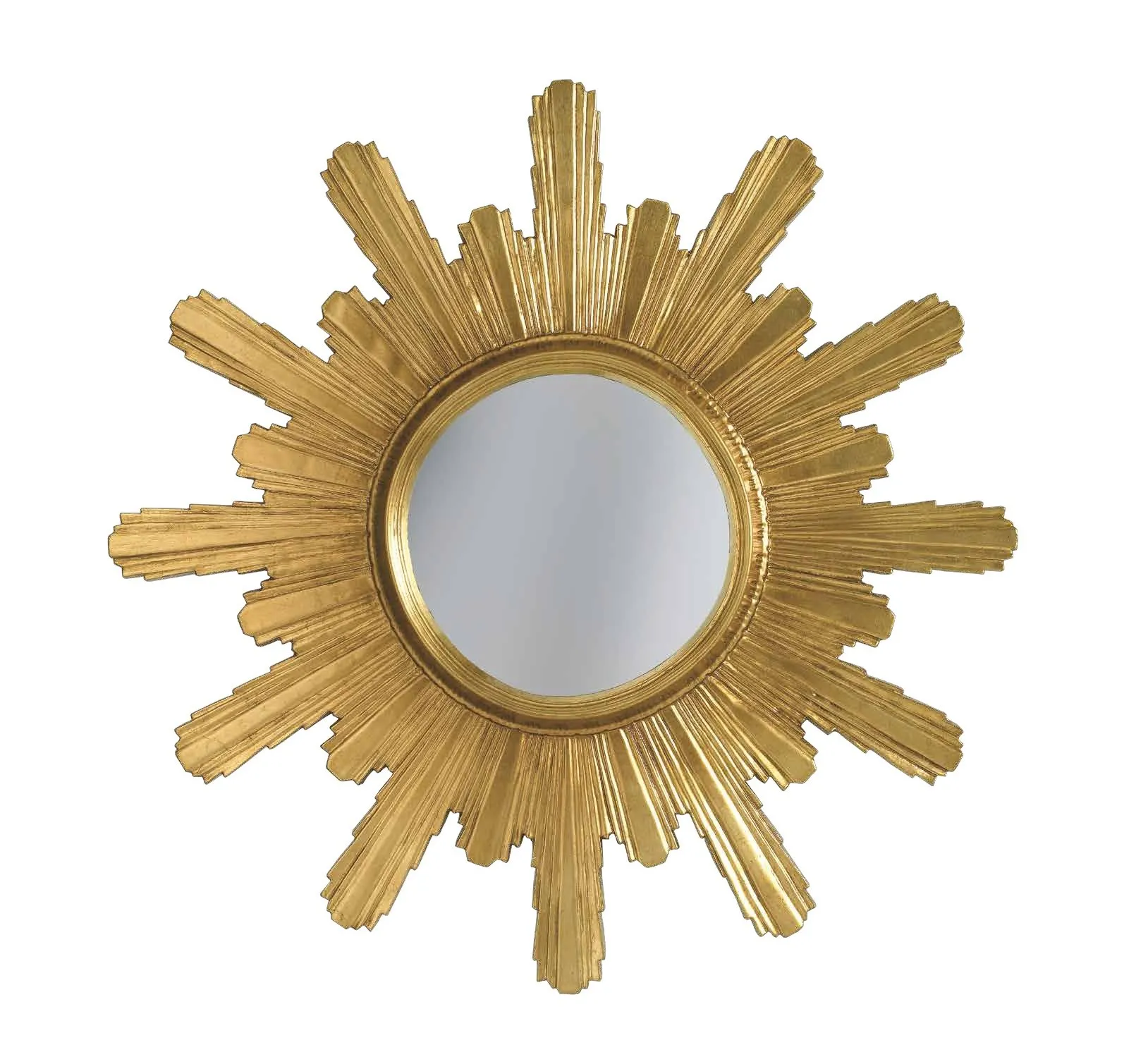 Specchiera a sole PL 5140 Imba dorata con raggi lunghi, su fondo bianco