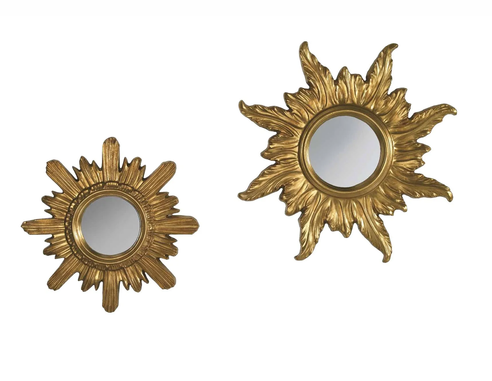 Due specchiere a stella PL 5170 e PL 5180 Imba con raggi a fiamma dorati