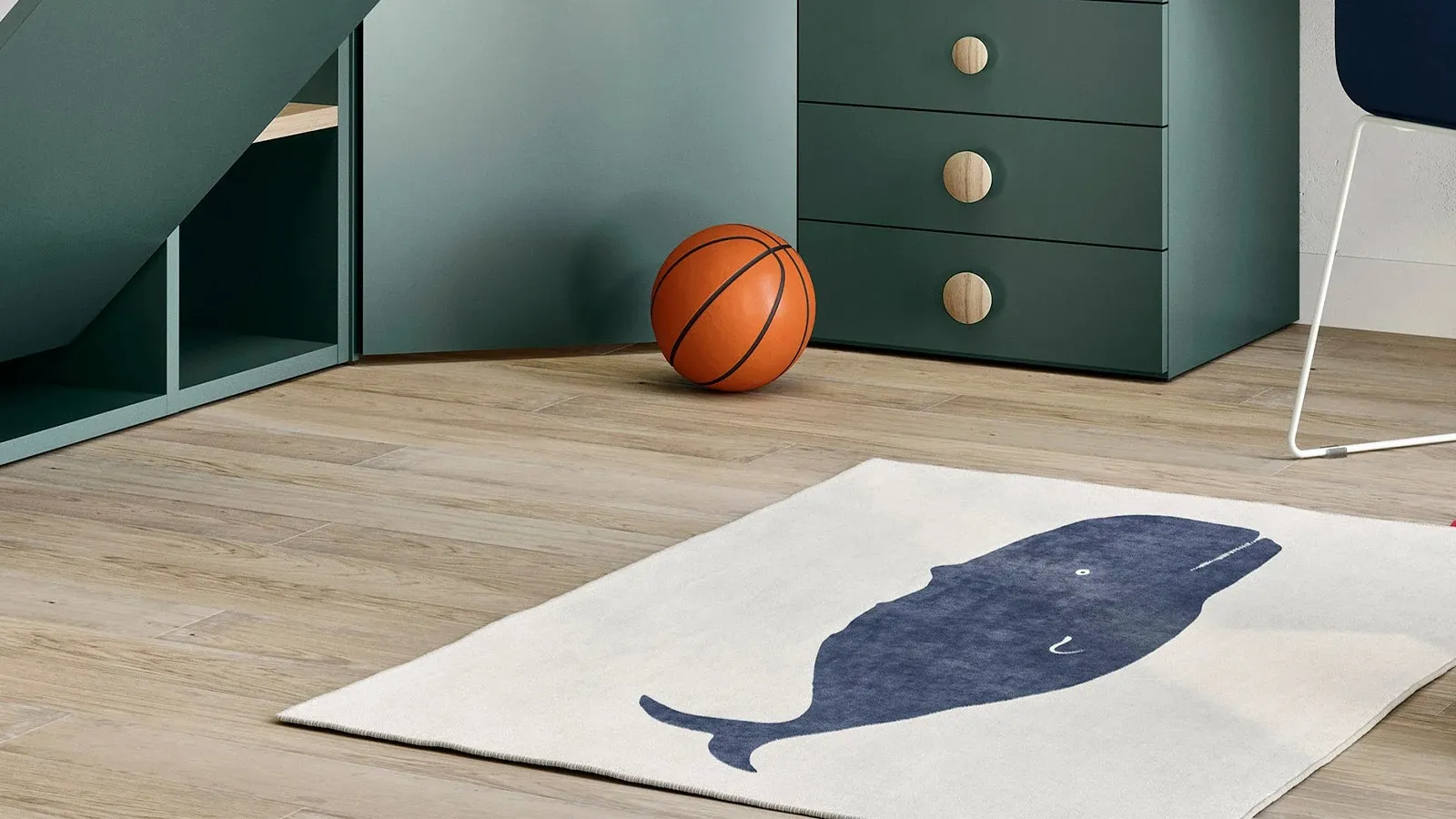 Tappeto Whale Nidi ai piedi del letto a ribalta verde