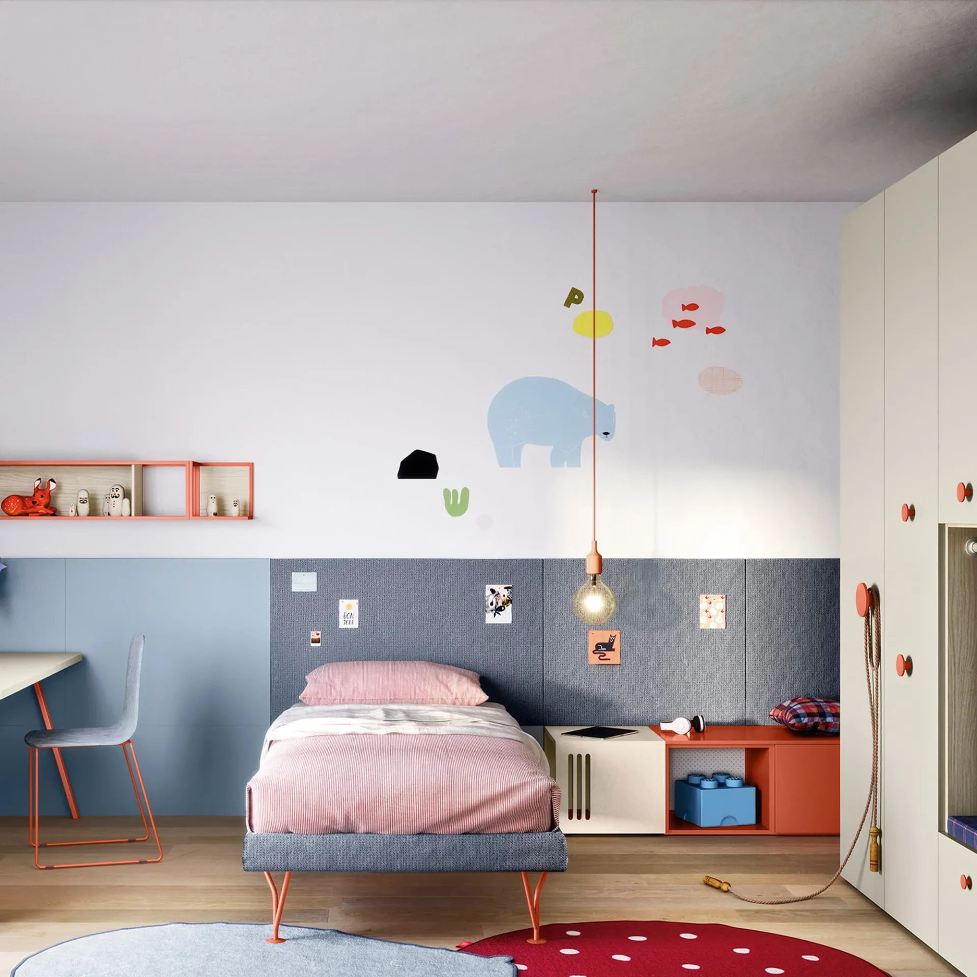 Sticker Arctic Nidi con orso polare sopra il letto