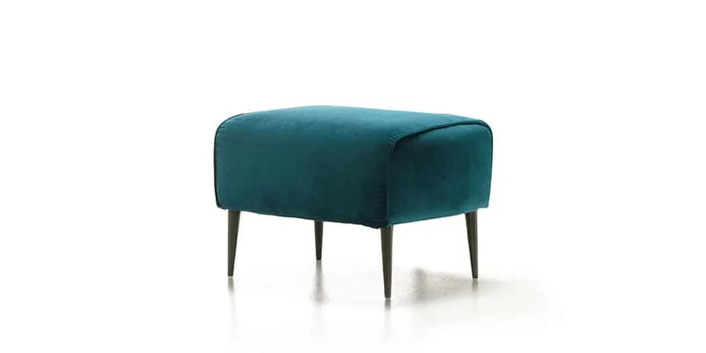 Pouf Ischia Rosini verde petrolio su piedini neri