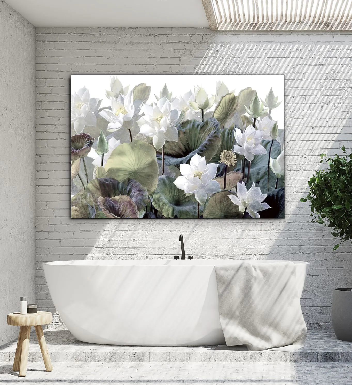 Quadro fotografico Nenúfares Schuller con ninfee sopra una vasca da bagno