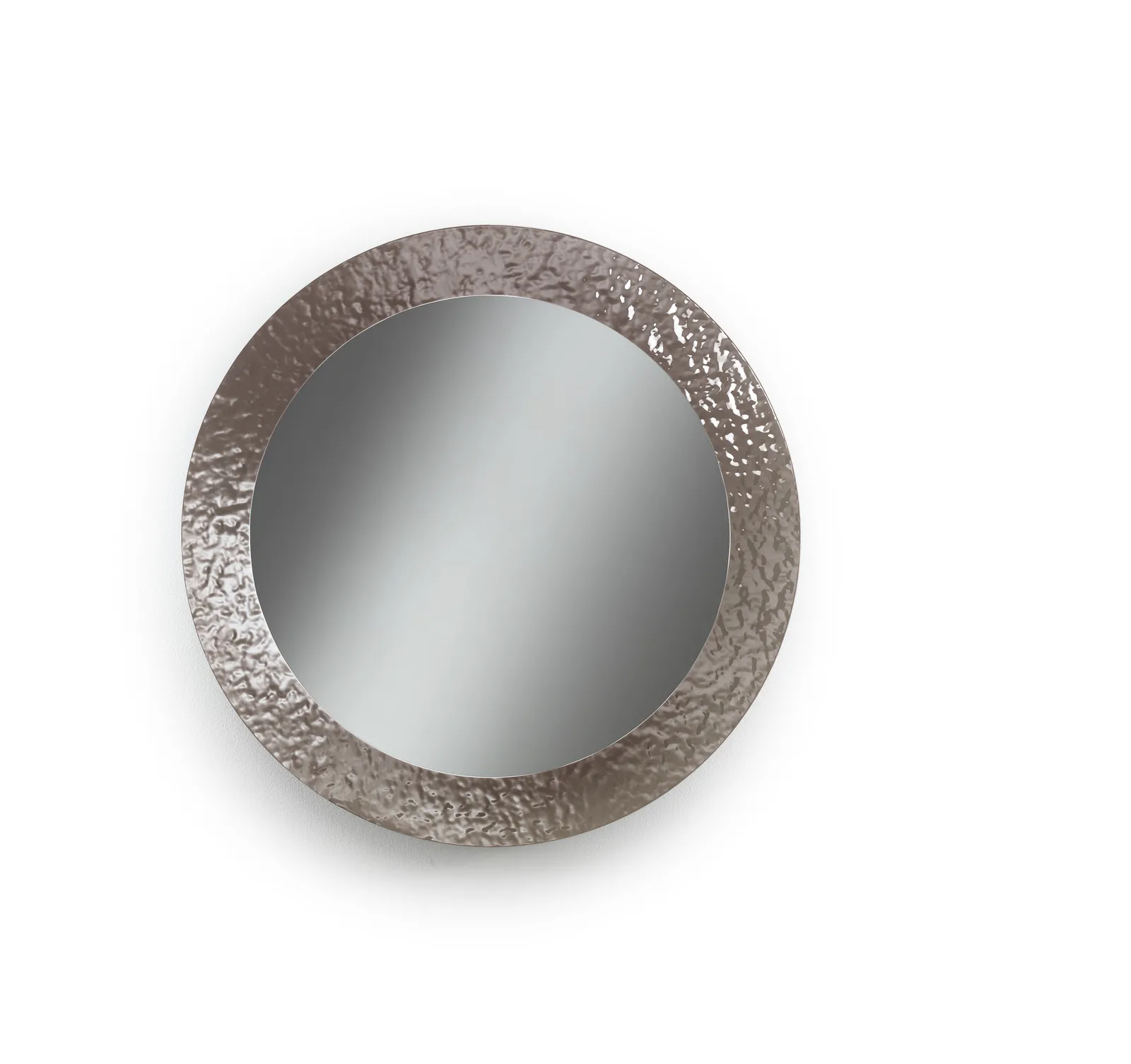 Specchio Iride Stones con cornice in vetro cotto bronzo su fondo bianco