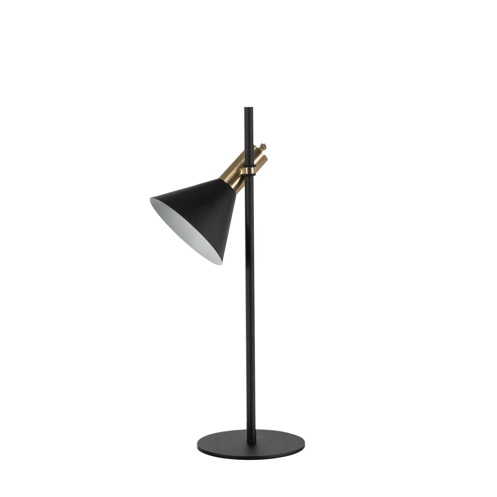 Lampada da tavolo Hadar Stones nera con decoro in ottone su fondo bianco