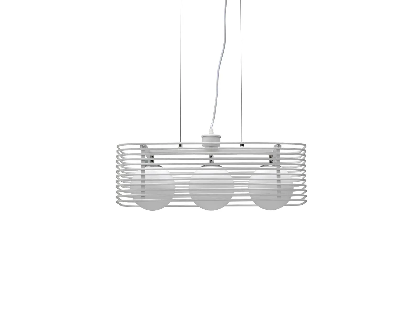 Sospensione Cage Stones bianca allungata