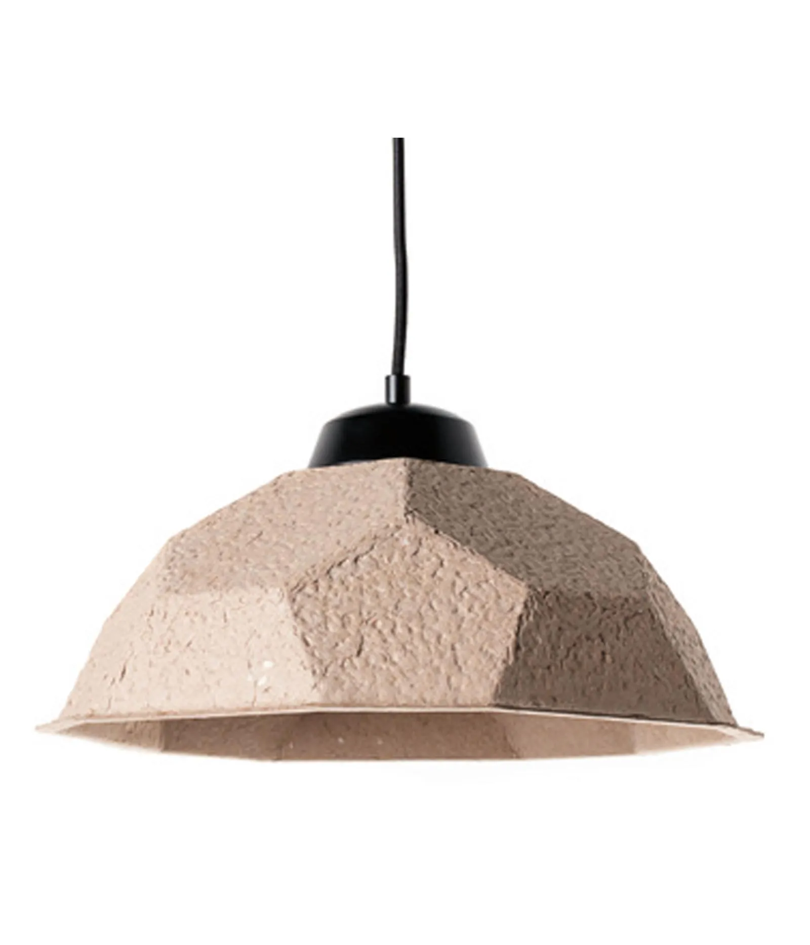 Lampada a sospensione Egg Stones in cartone tortora su fondo bianco