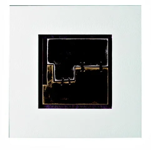 Quadro a olio QU/039/A Stones con riquadro nero a gradini su fondo bianco