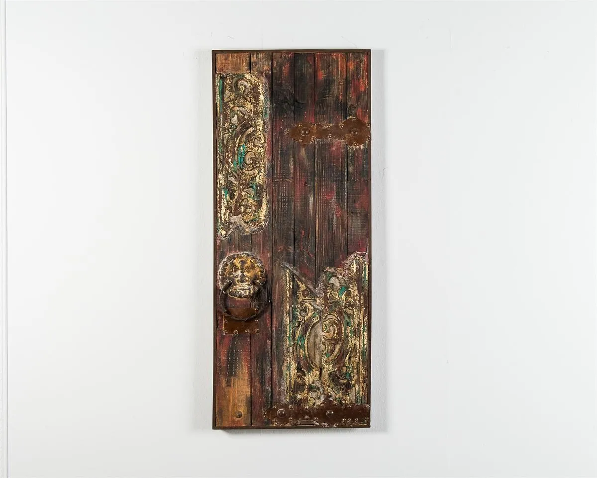 Quadro verticale Dreams Stones che riproduce una porta antica con battente ad anello