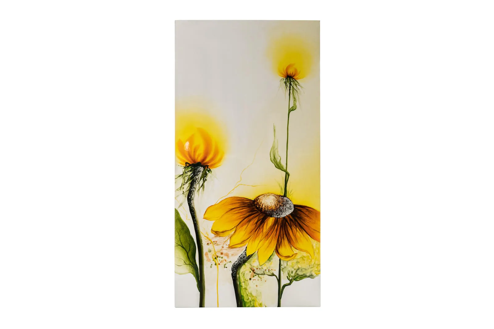 Pannello decorativo LC/002 Stones con tre fiori gialli su fondo bianco