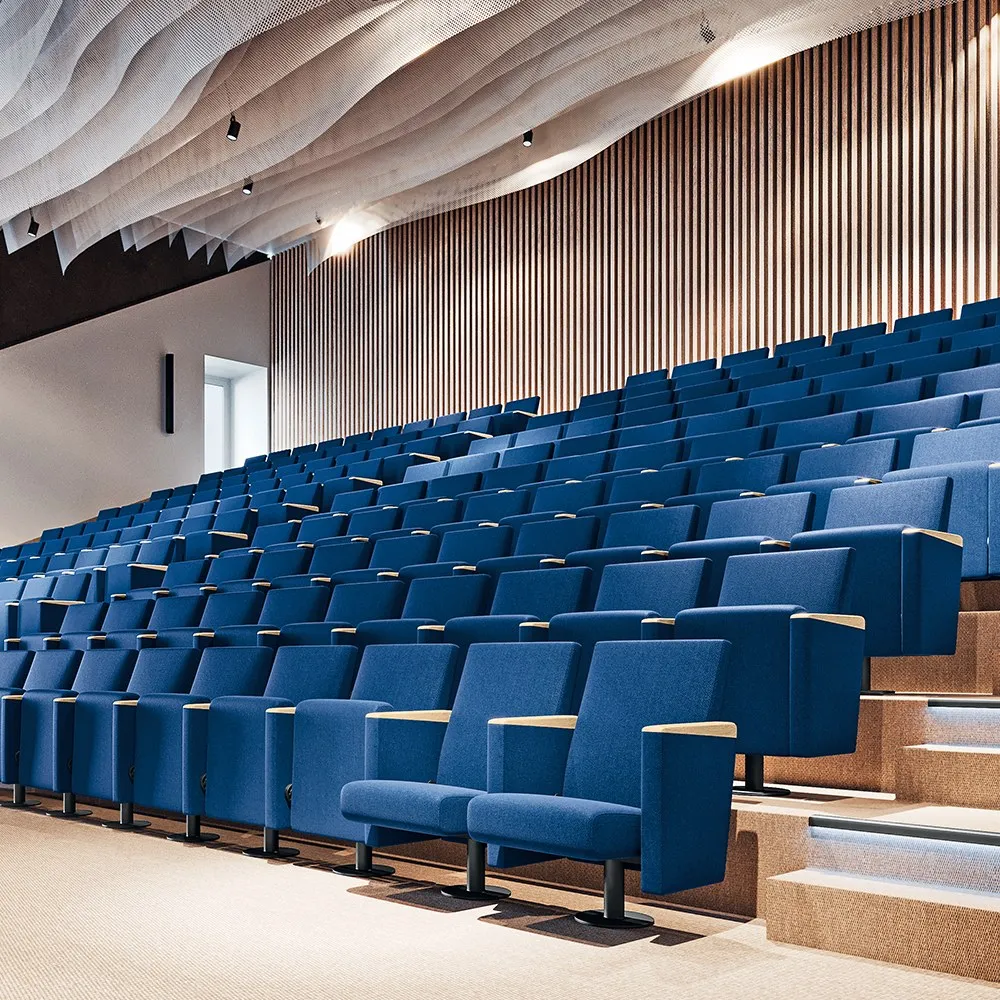 Platea con poltrone da teatro Aura Premium 500 Compir blu su gradoni