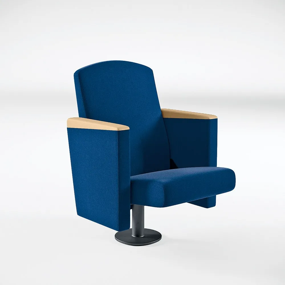 Poltrona Aura Premium 500 Compir blu con schienale arrotondato e gamba centrale