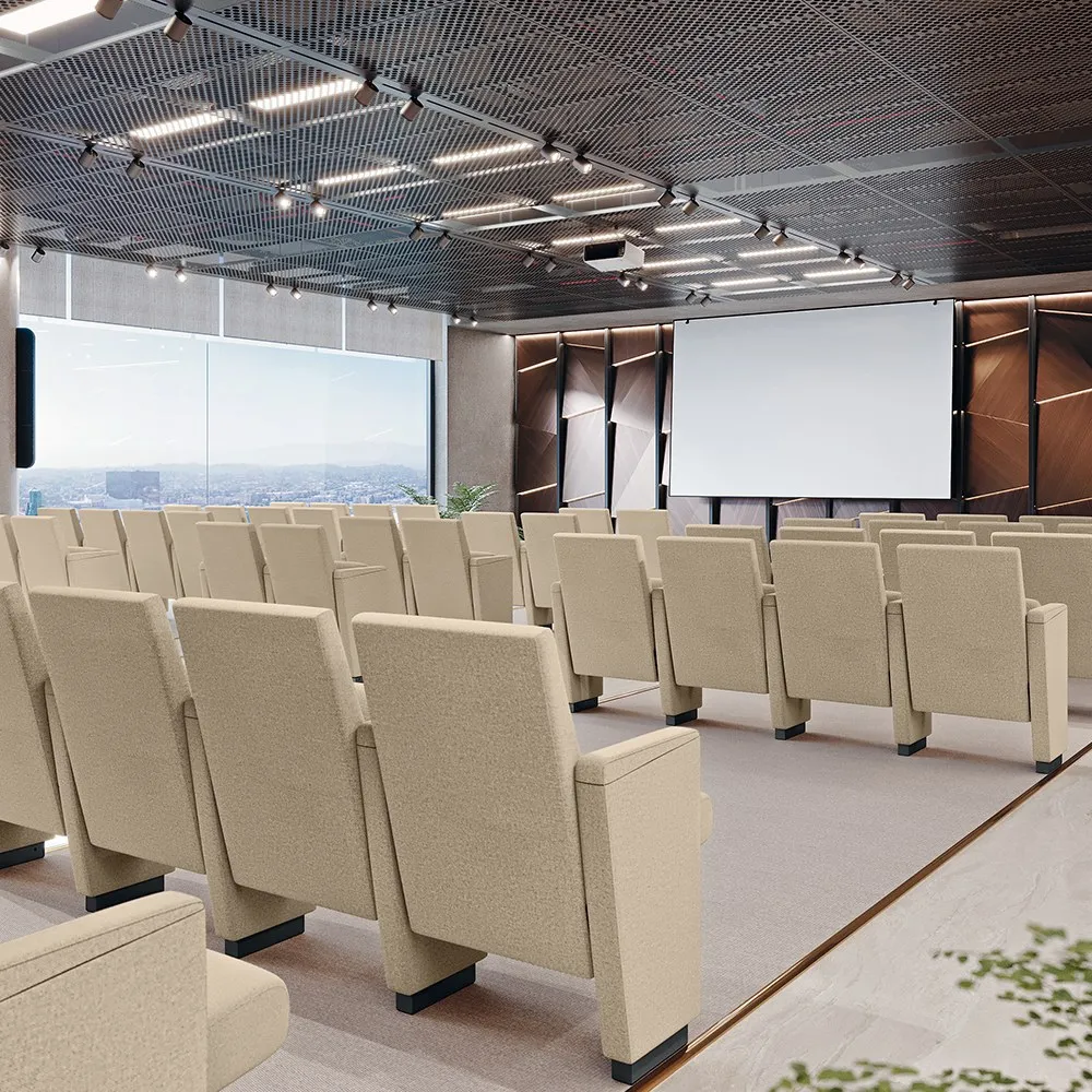 Sala congressi con poltrone Aura Premium 400 Compir beige in file