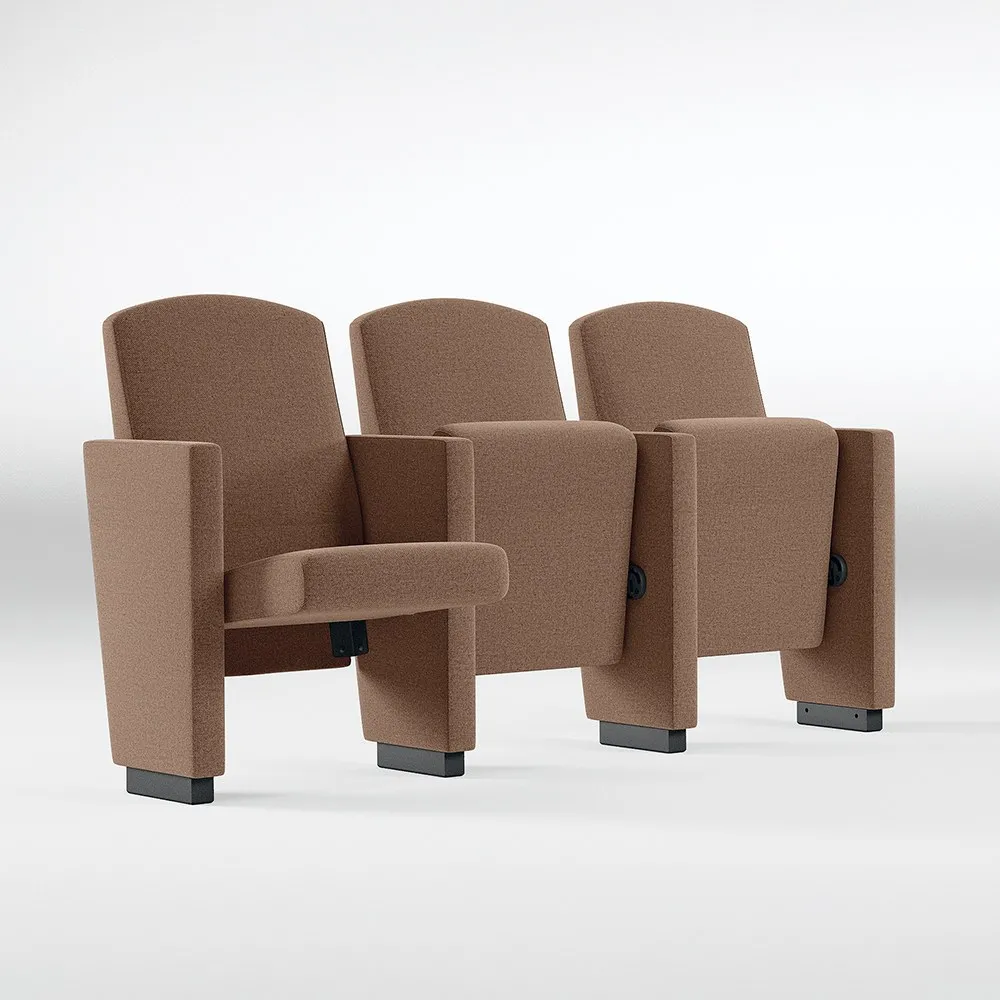 Fila di poltrone Aura Premium 400 Compir marroni con tavoletta aperta