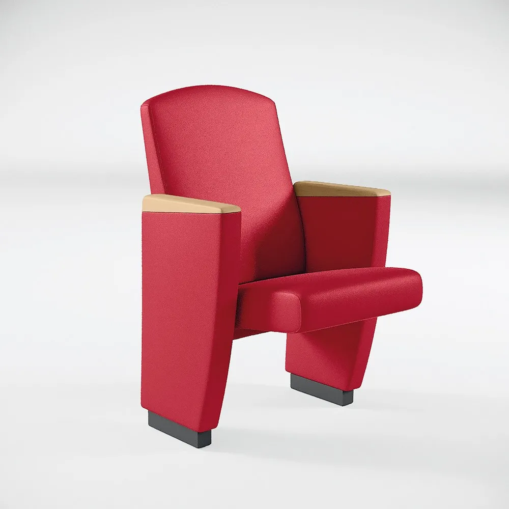 Poltrona Aura Premium 300 Compir rossa con schienale arrotondato e bracciolo in legno