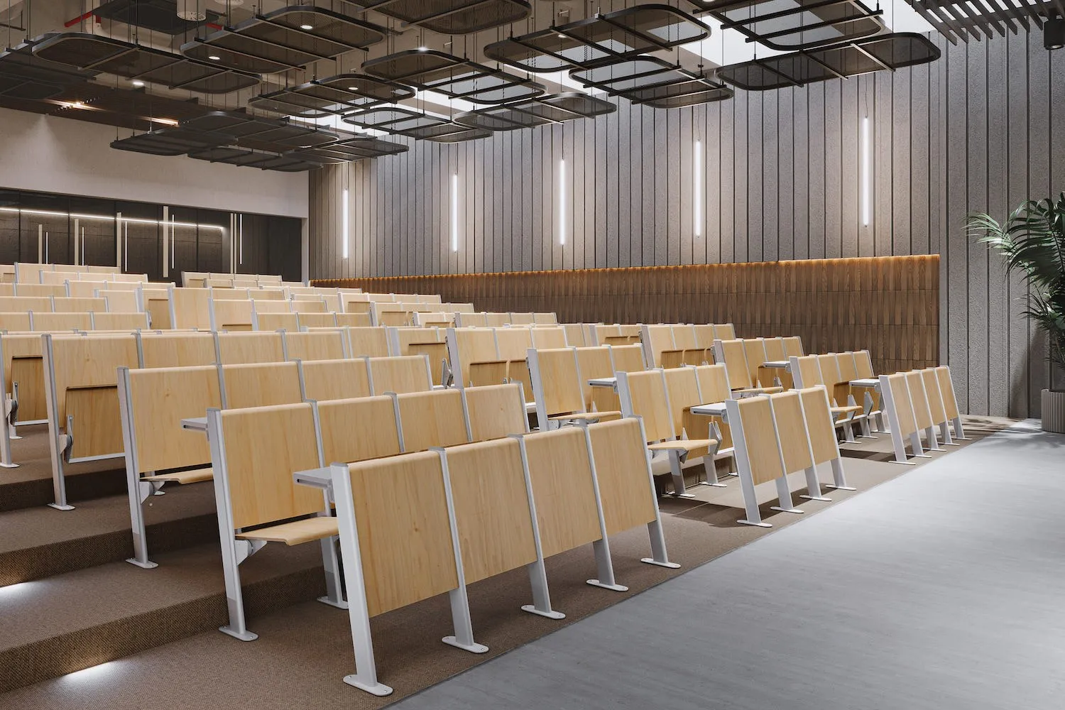 Auditorium su gradoni arredato con banchi Arcadia Compir