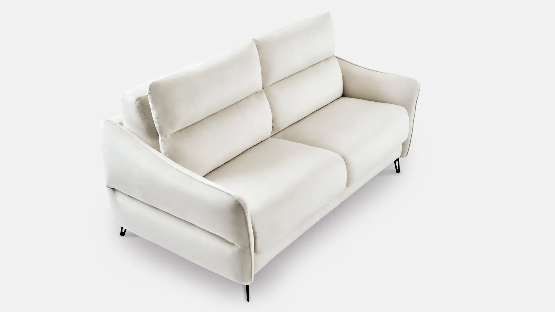 Divano letto Comodo Aerre Divani bianco latte visto di tre quarti