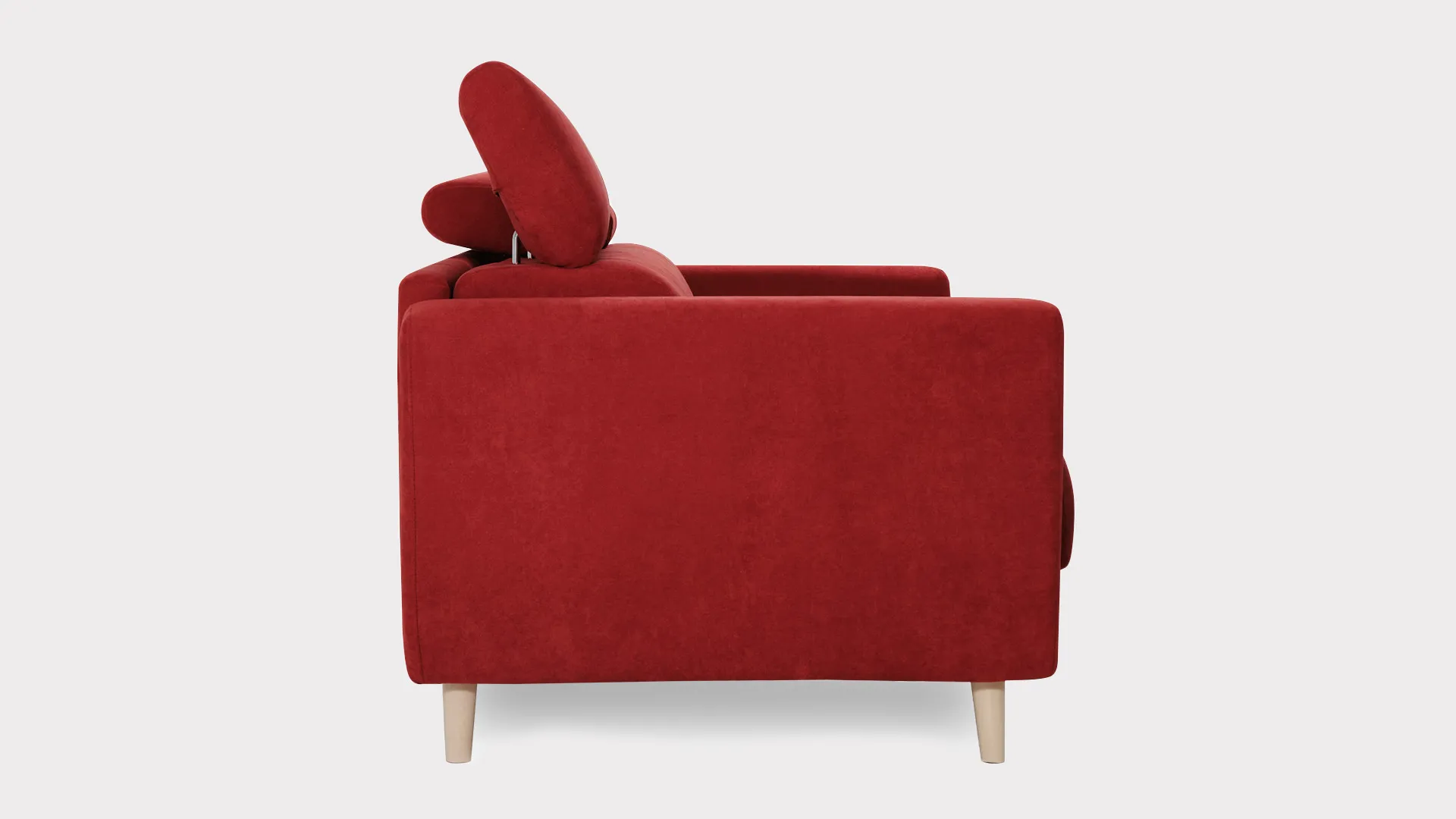 Fianco del divano letto Sveva Aerre Divani rosso con piedini in legno