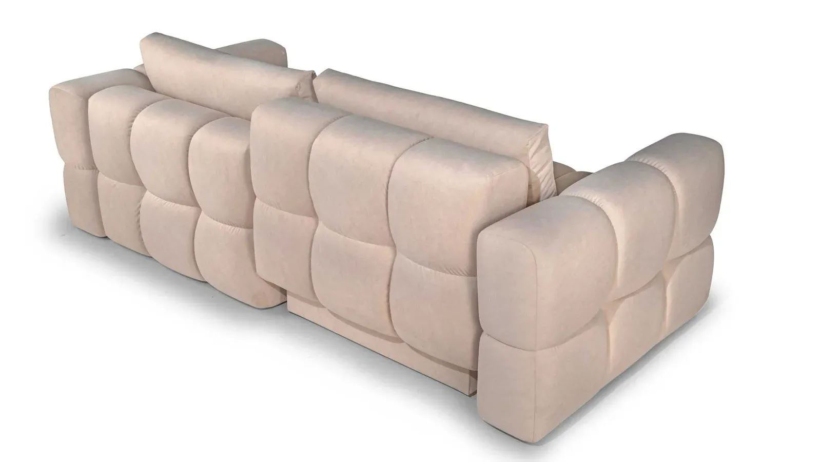 Divano Icon Binomi su fondo bianco con una seduta estesa a chaise longue