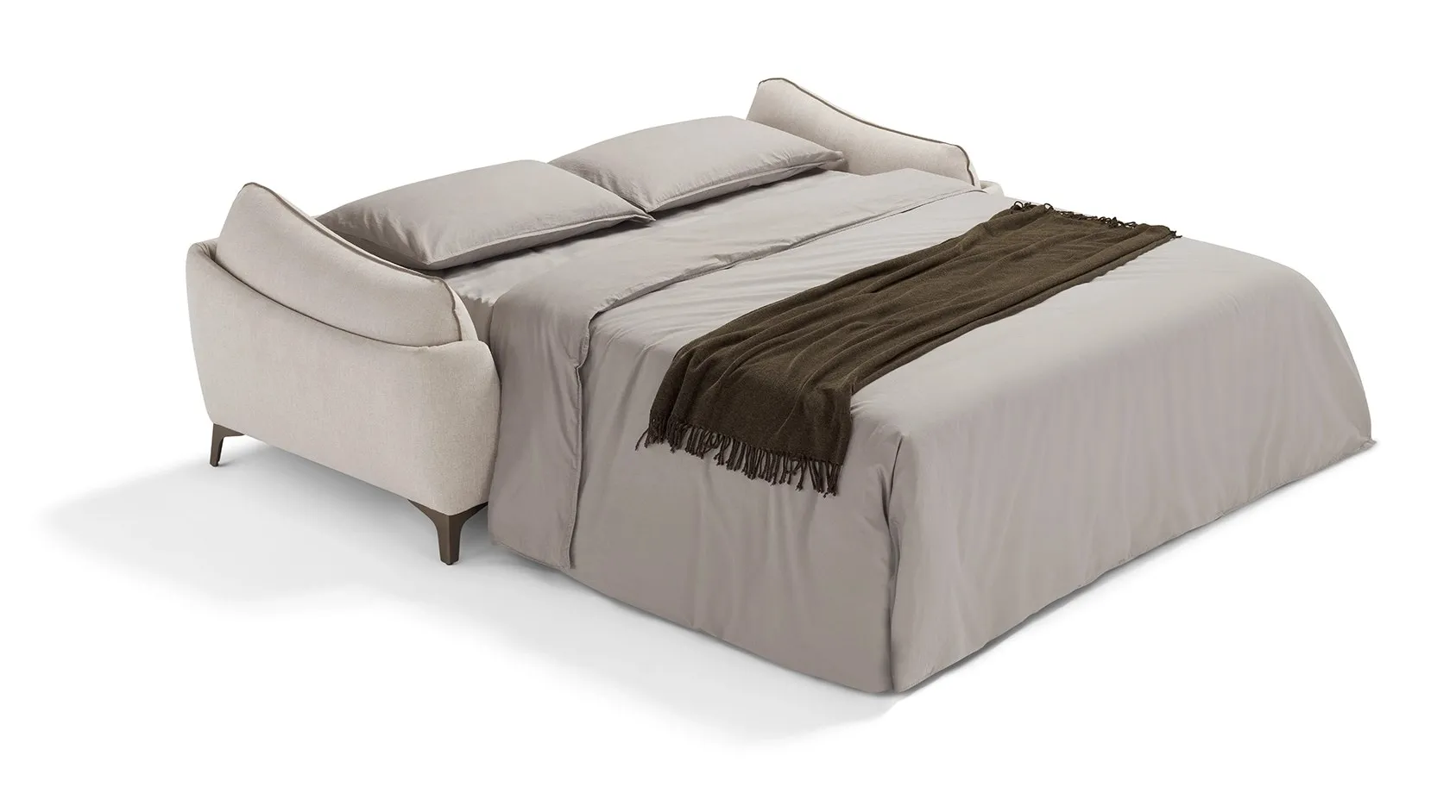 Divano letto Dune Dienne aperto, con il letto che esce dalla seduta