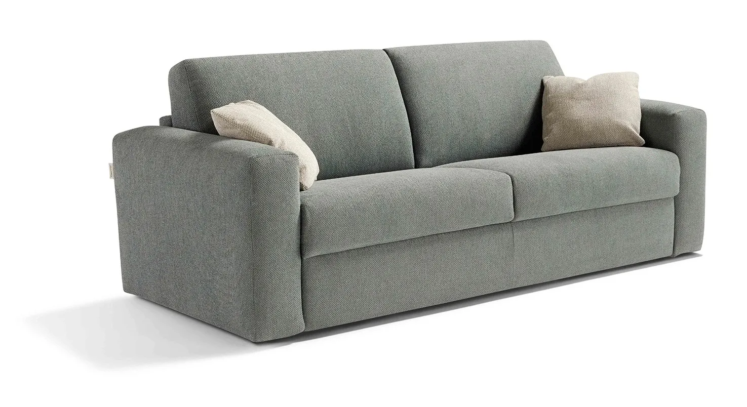 Divano letto Square Dienne di tre quarti con braccioli larghi e squadrati