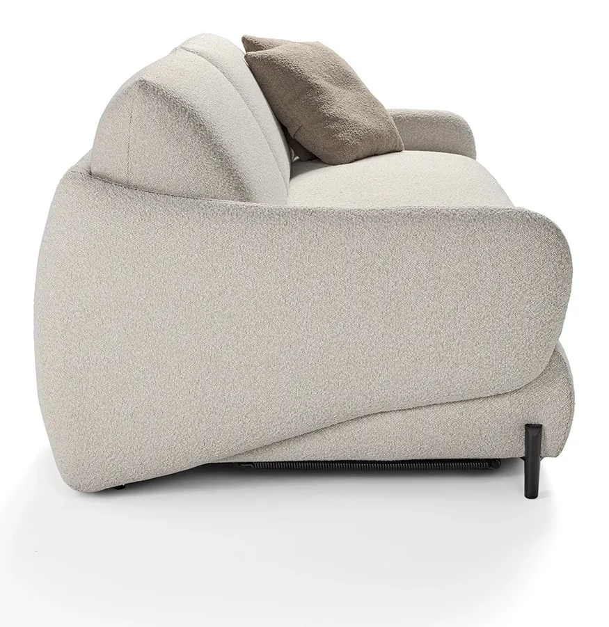 Fianco del divano letto Tea Dienne con la curva del bracciolo