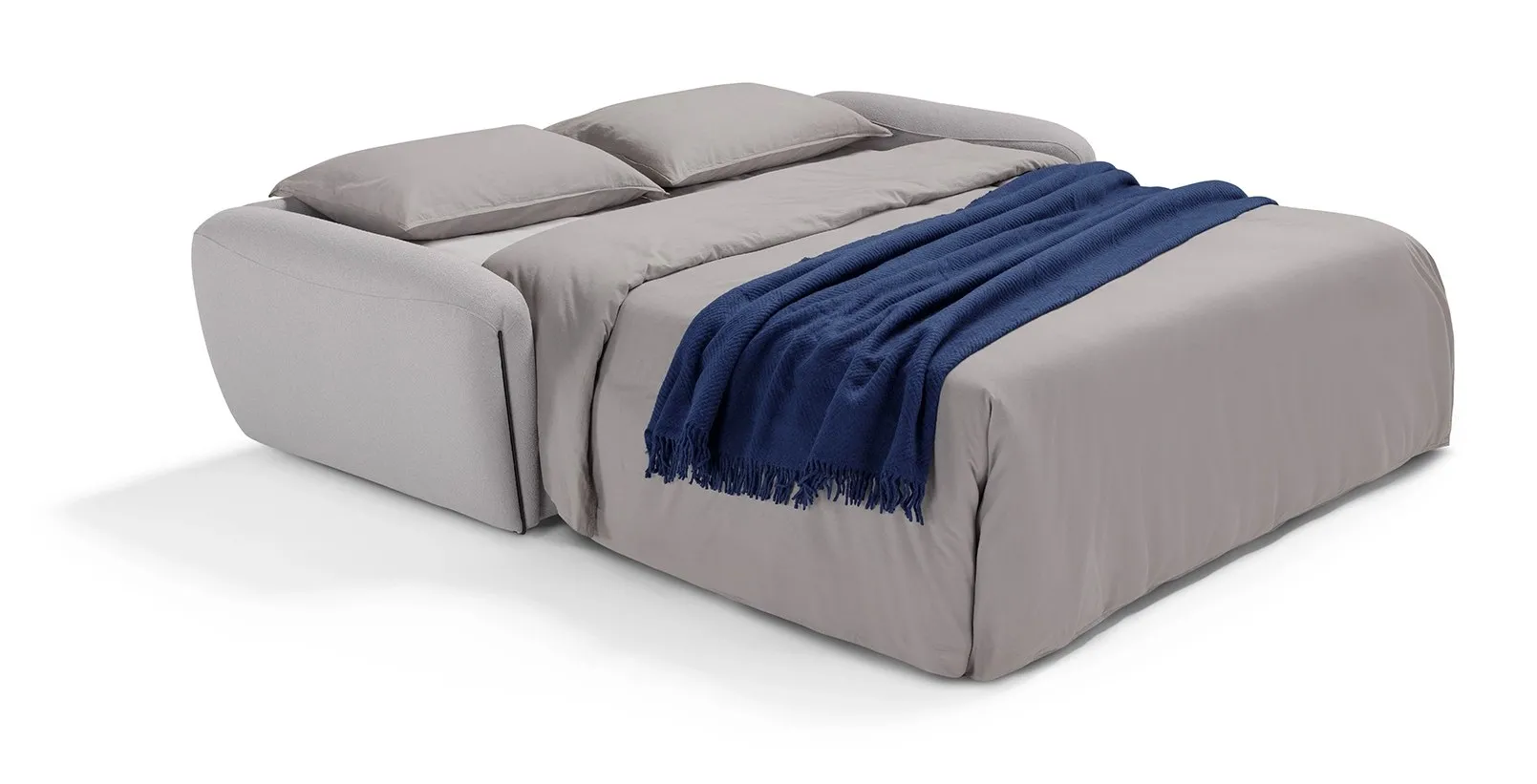 Divano letto Soul Dienne aperto con plaid blu