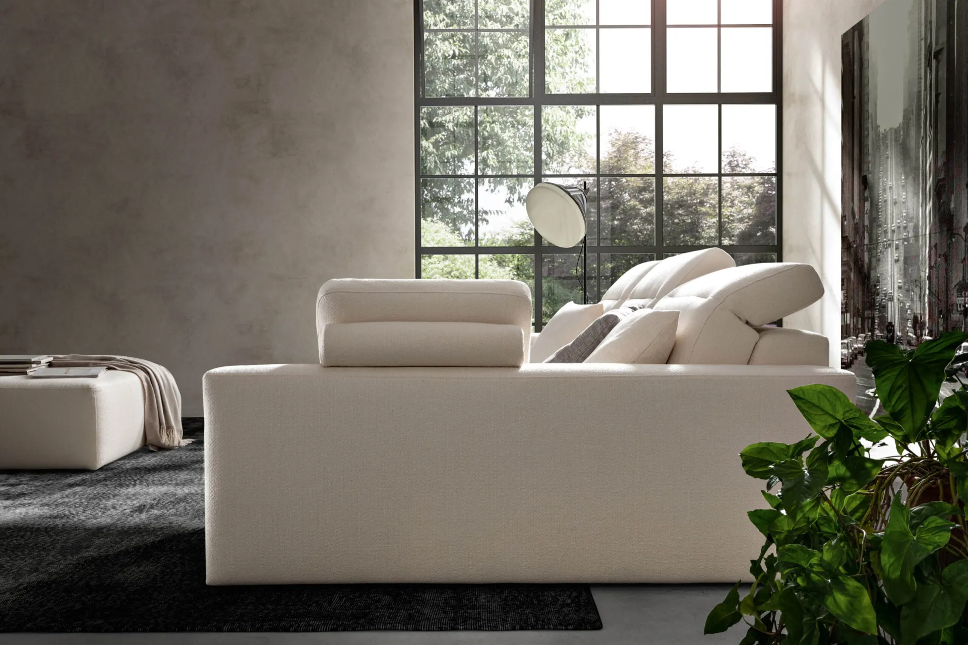Retro del divano Glide Samoa panna con lo schienale reclinabile alzato