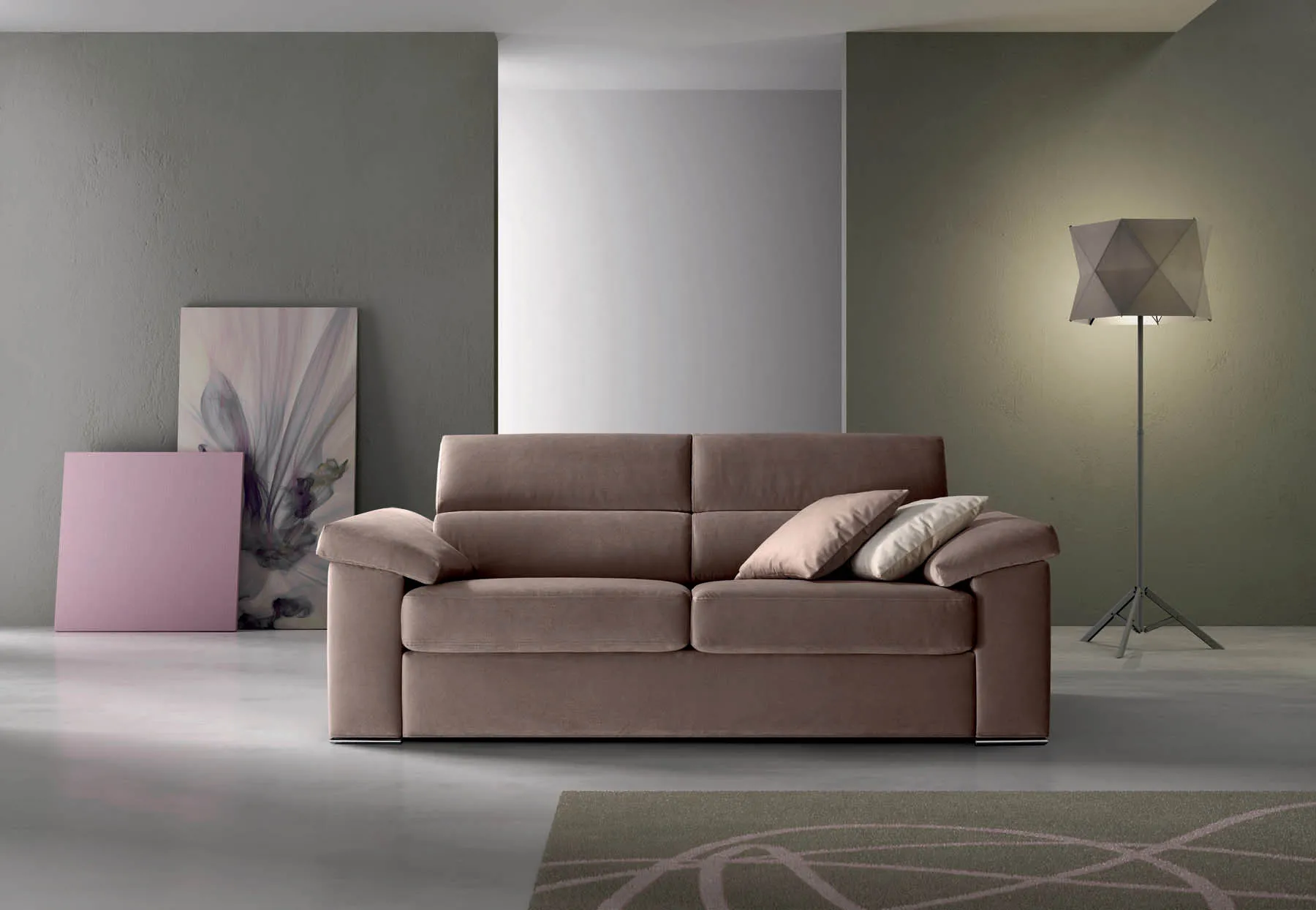 Divano relax Touch Samoa tortora a due posti con braccioli avvolgenti
