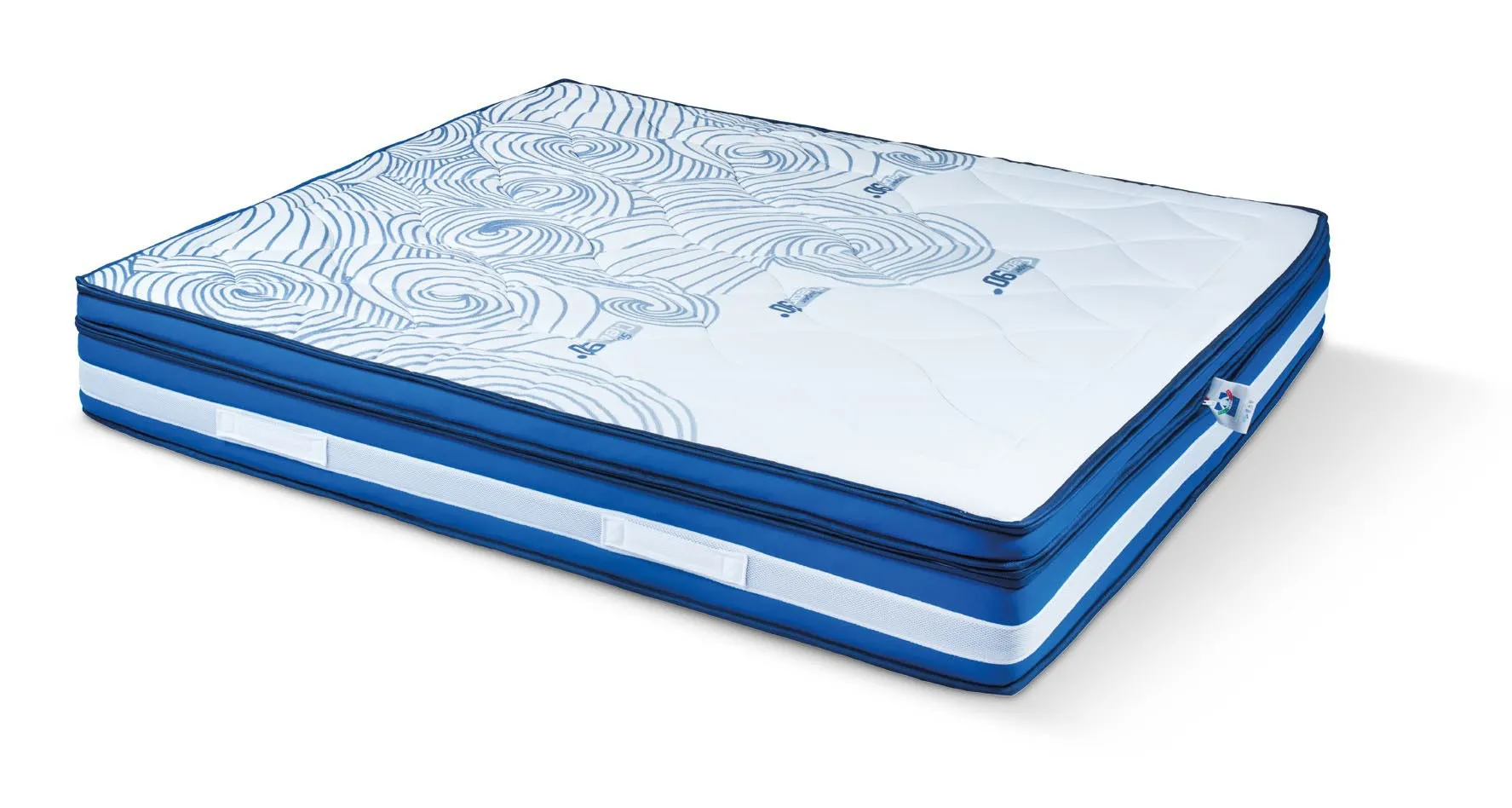 Materasso Platinum Imba a molle indipendenti con rivestimento blu e bianco