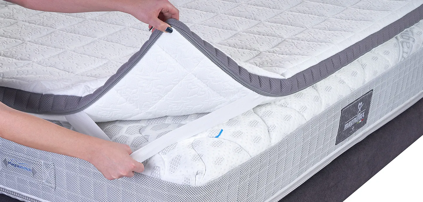 Fodera del Topper Classico Plus Soft Magniflex aperta sulla lastra interna