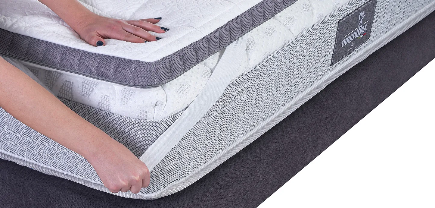Fascia elastica che aggancia il Topper Classico Plus Soft Magniflex all'angolo del materasso