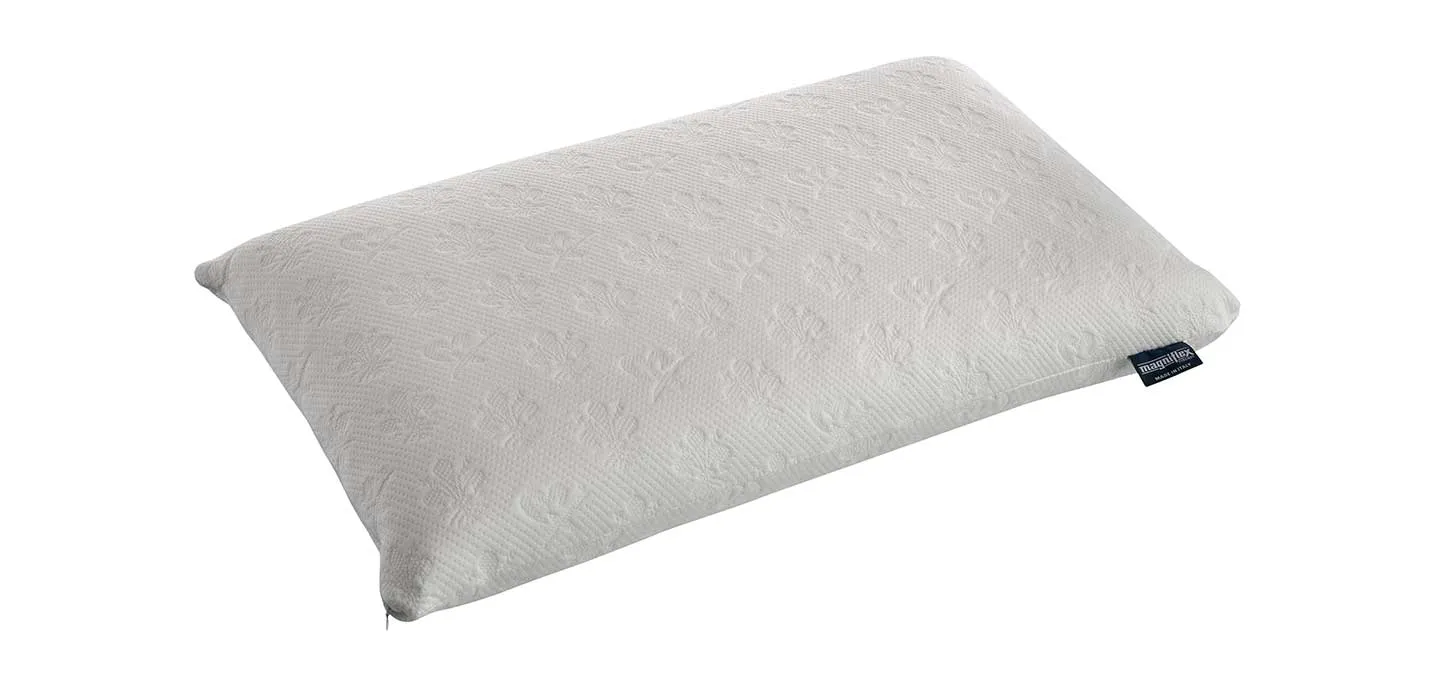 Guanciale Classico Maxi Magniflex alto, con etichetta blu sul fianco