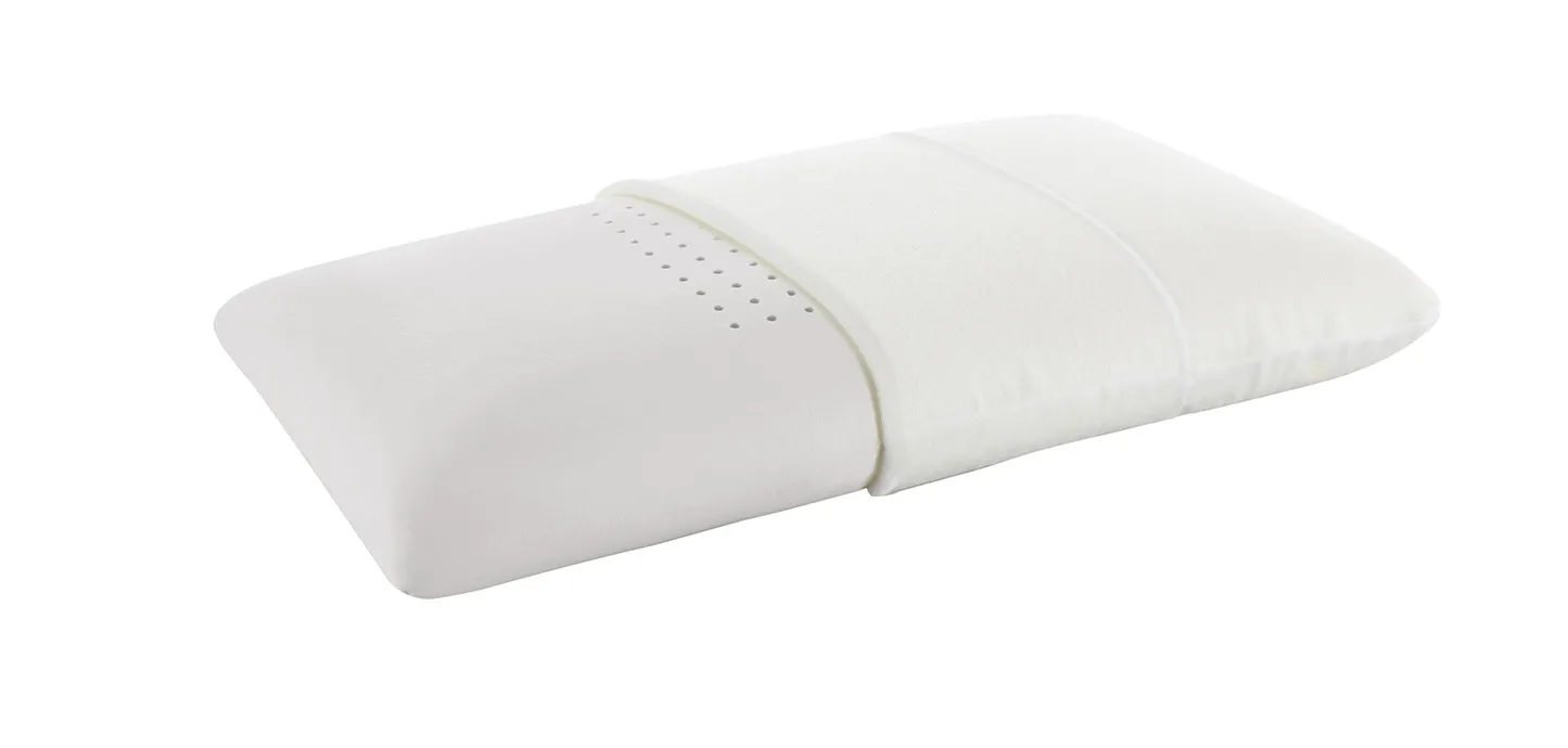 Guanciale Memoform Simple Magniflex con il telino abbassato sui fori della lastra