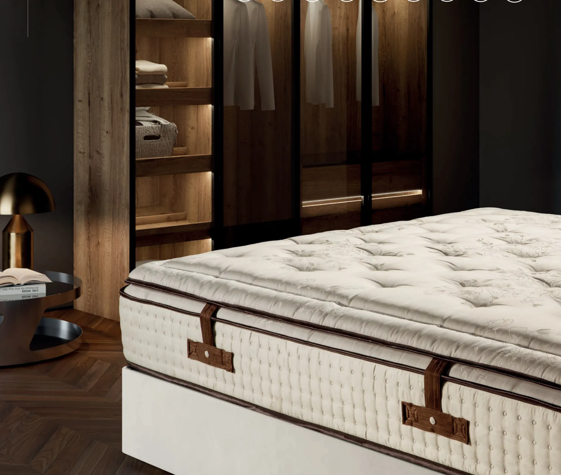 Materasso Elite 800 Manifatture dell'Adriatico con maniglie in cuoio e pillow top trapuntato
