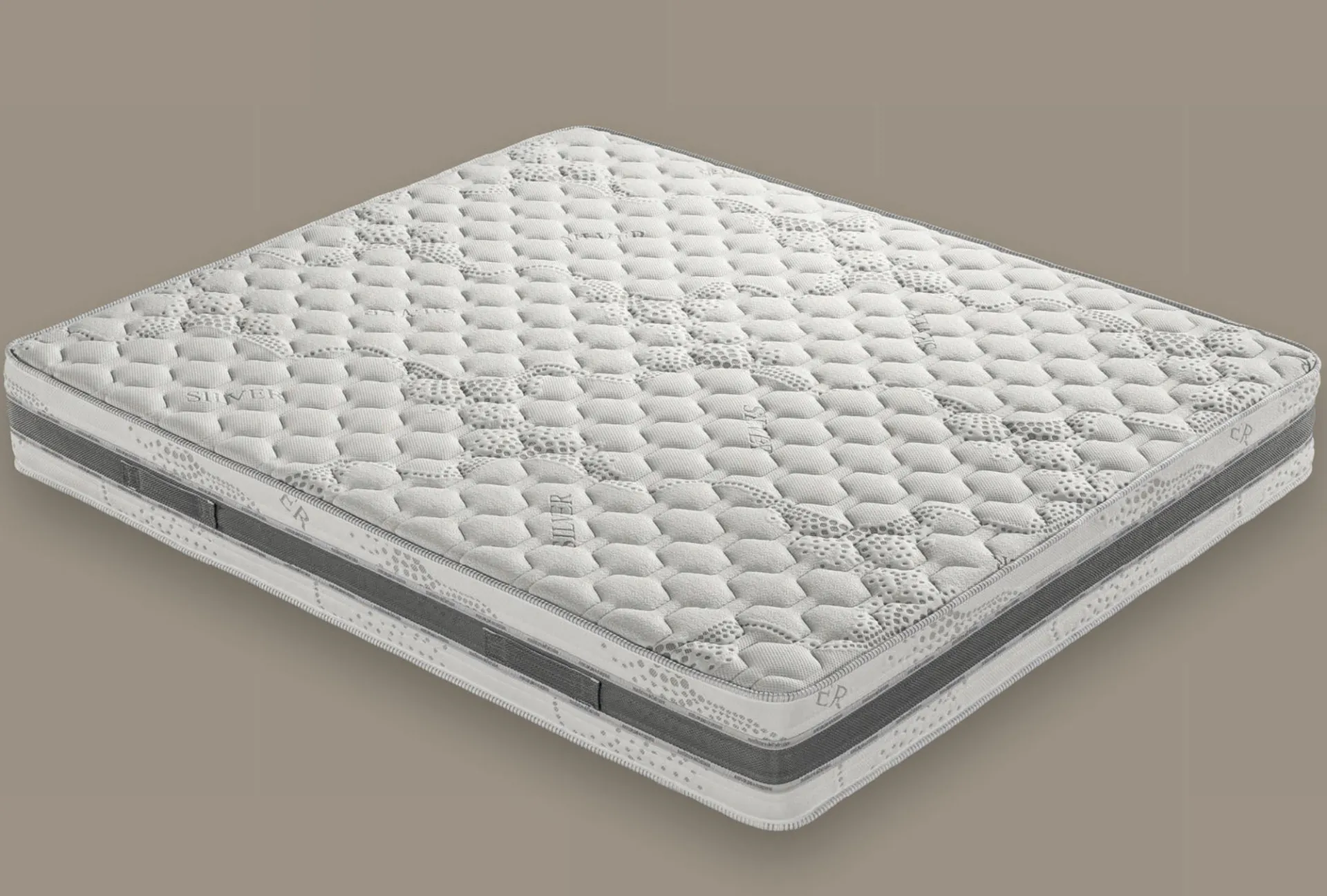 Materasso a molle Silver Manifatture dell'Adriatico con trapunta a rombi e fascia grigia
