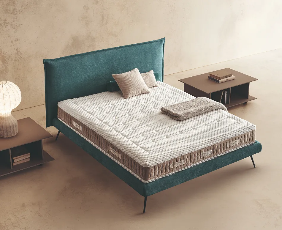 Materasso Orthoease 6.0 San Lorenzo sul letto Riflesso in tessuto blu petrolio