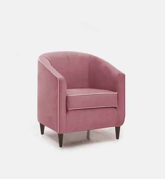 Poltroncina Eva Aerre Divani rosa con piedini scuri