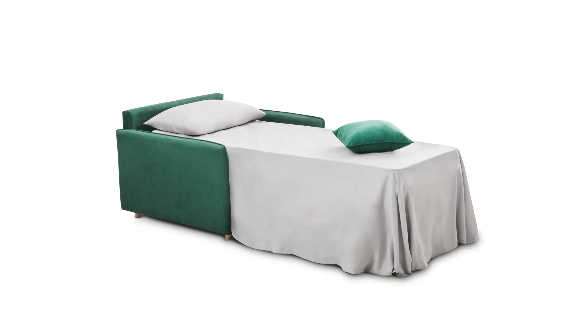 Poltrona letto Zara Basic Aerre Divani verde aperta come letto singolo