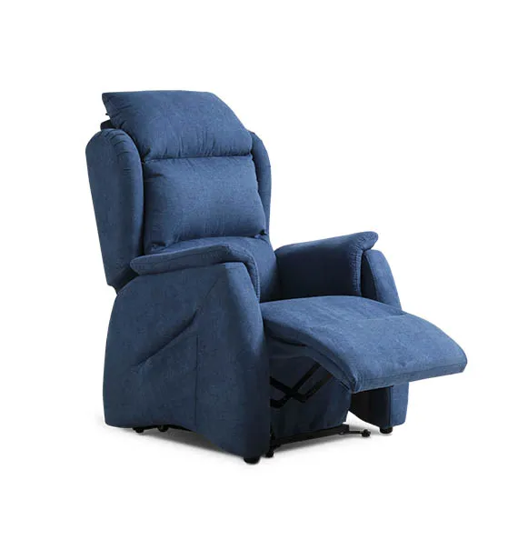 Poltrona relax Nina Aerre Divani blu con poggiapiedi aperto