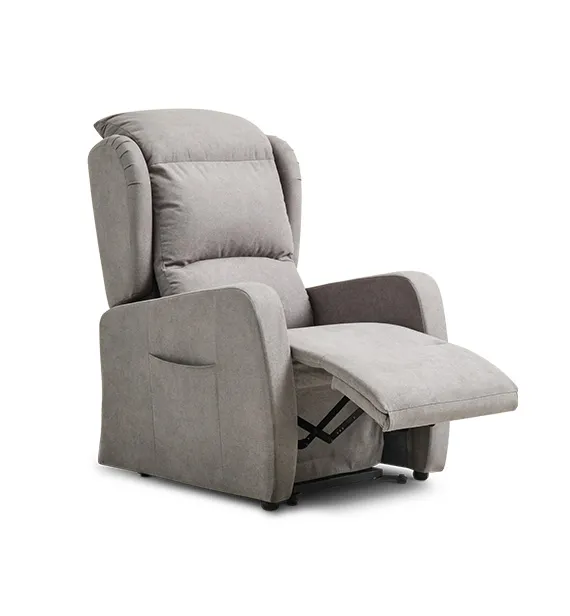 Poltrona relax Lusy Aerre Divani grigio chiaro con poggiapiedi aperto