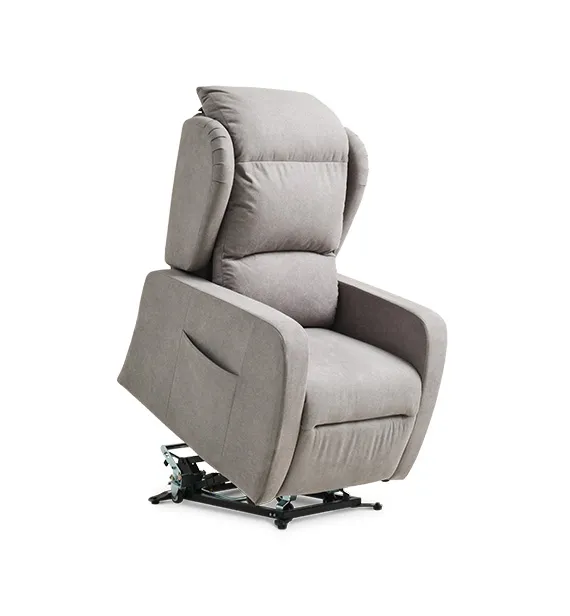 Poltrona relax Lusy Aerre Divani grigio chiaro con seduta sollevata per alzarsi