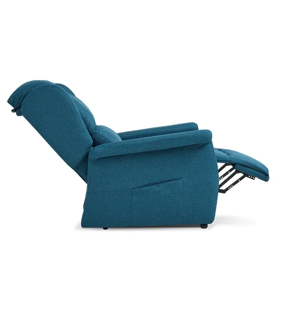 Poltrona relax Frida Aerre Divani blu petrolio distesa, vista laterale