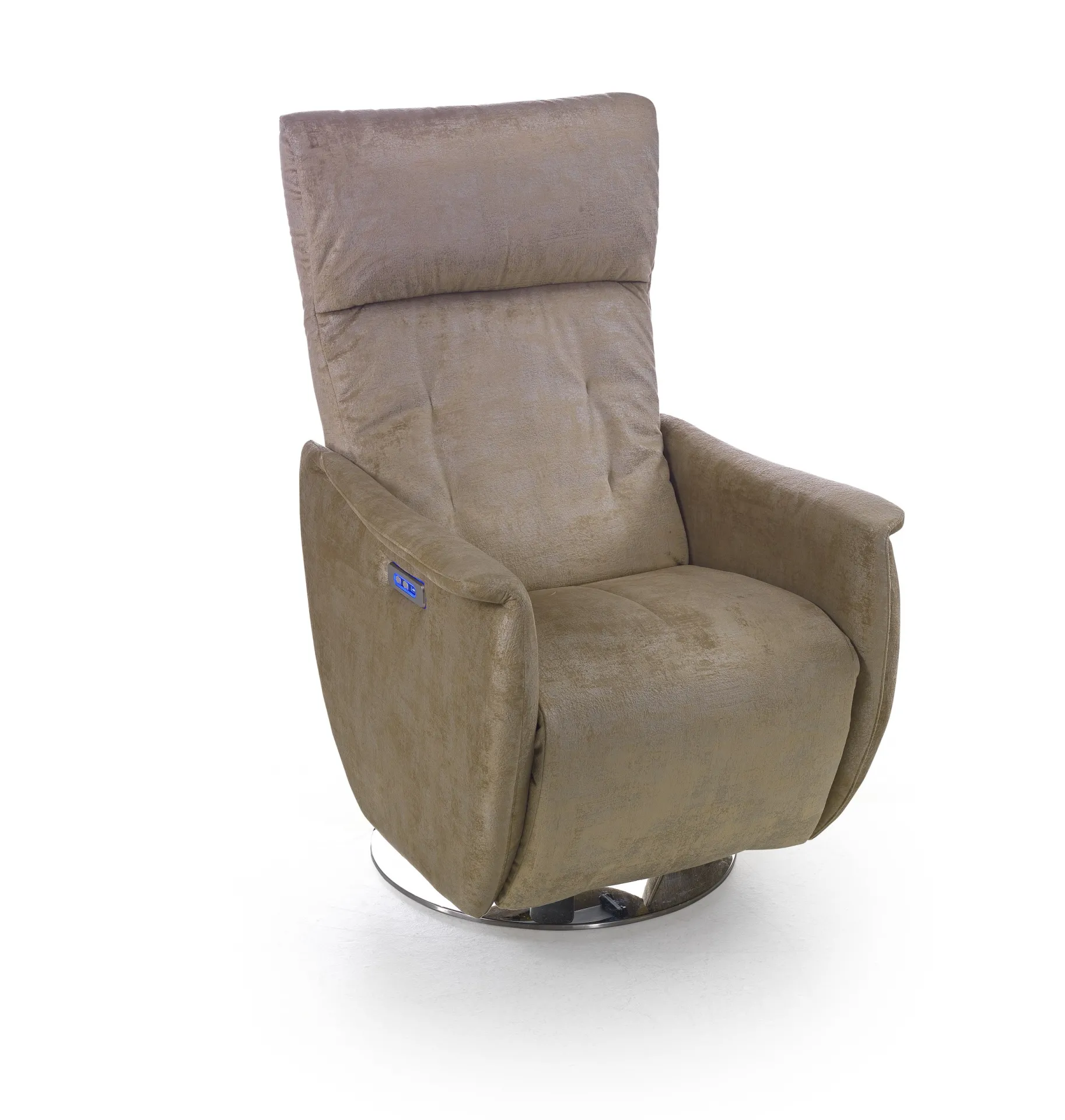 Poltrona relax Cleopatra Brima Italia beige con base girevole cromata