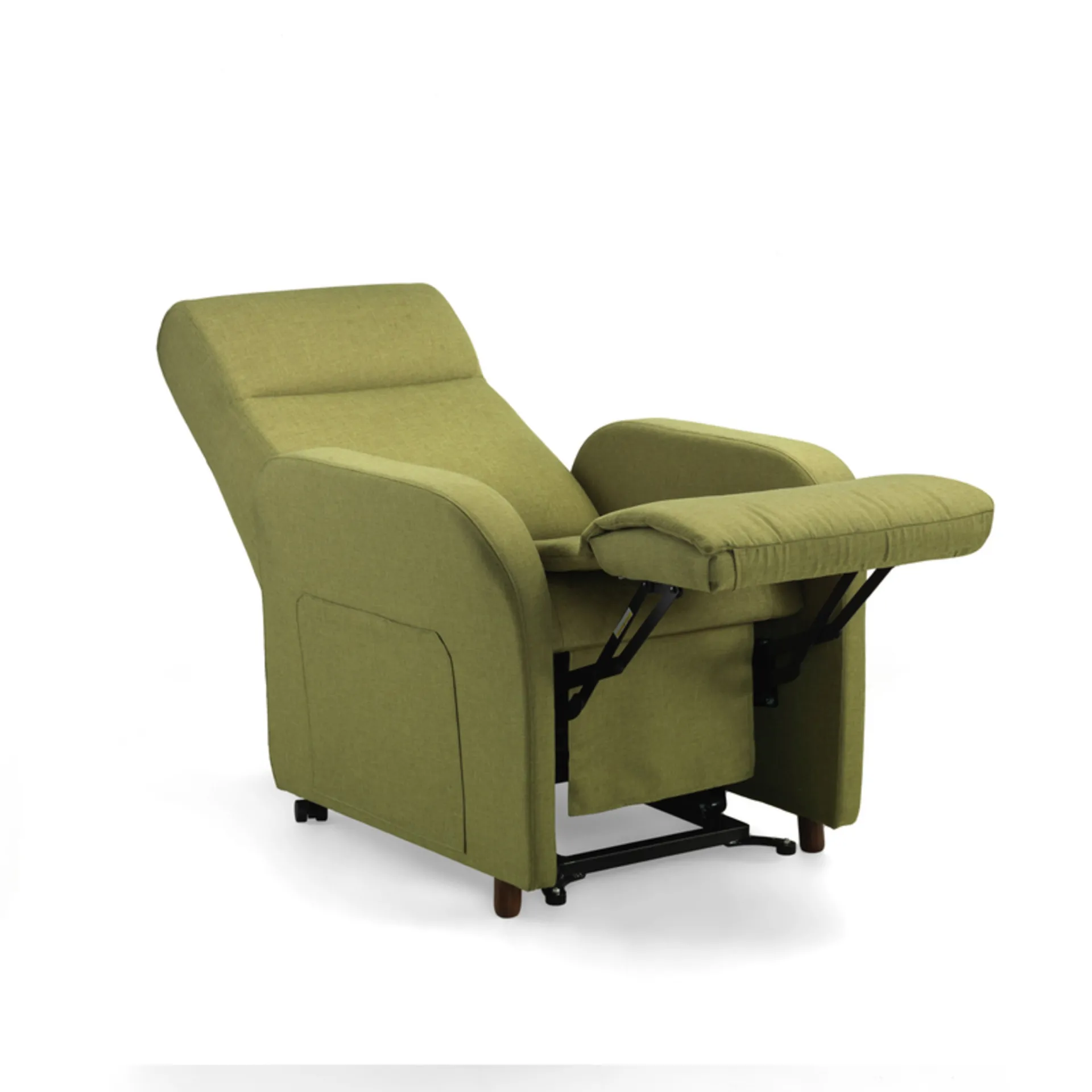 Poltrona Sun Brima Italia verde con schienale reclinato e pediera alzata