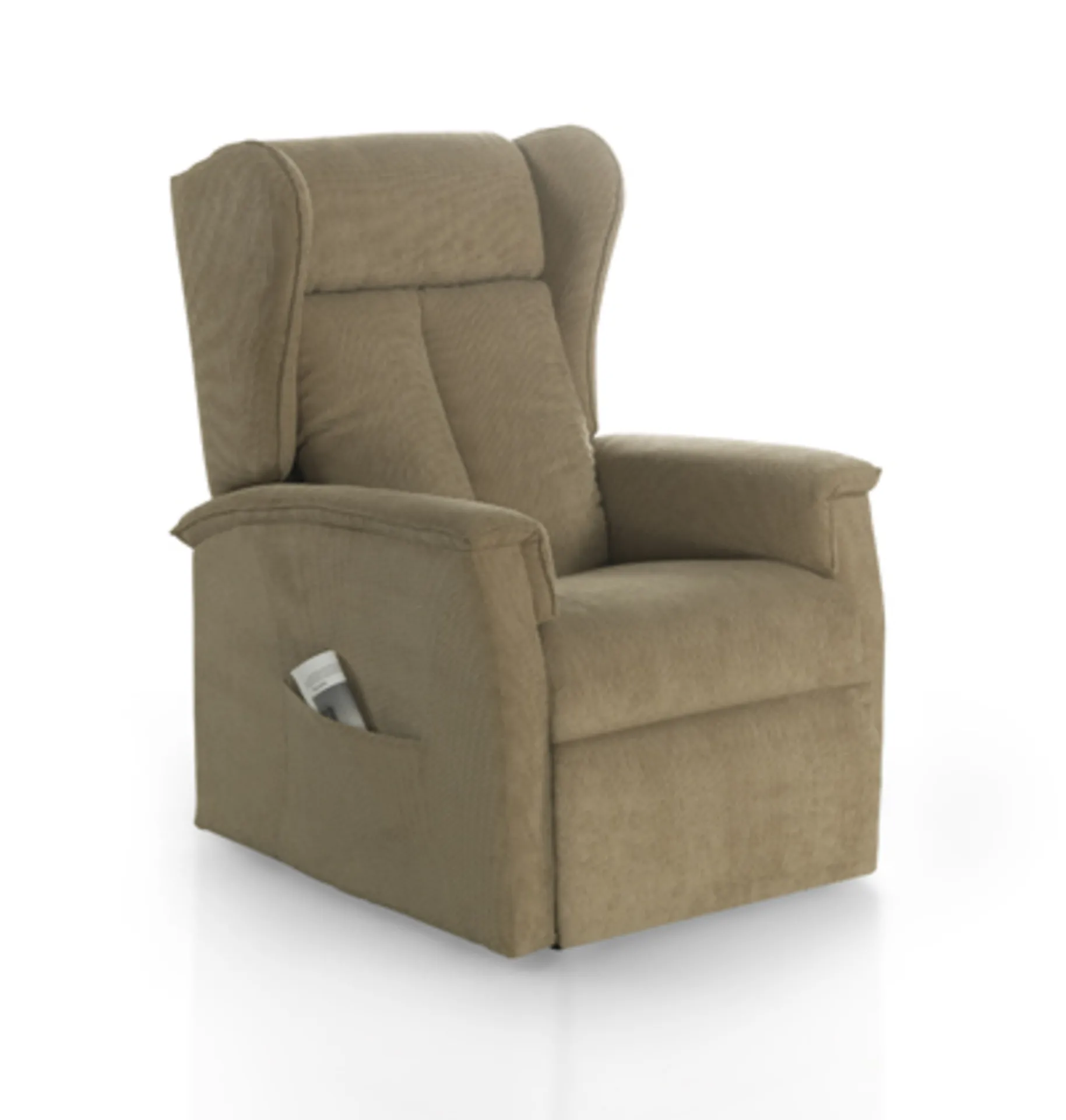 Poltrona Venere Brima Italia beige con orecchioni, vista di tre quarti