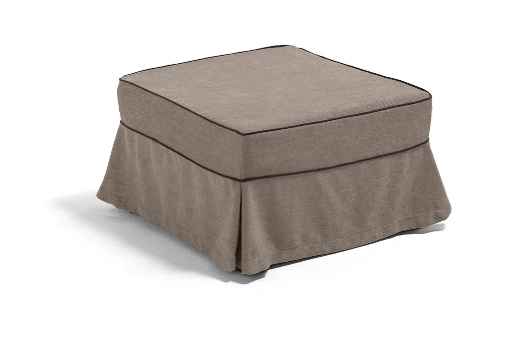 Pouf letto Chip Dienne color tortora con fodera a gonna e cordoncino scuro