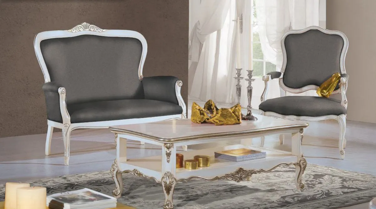 Poltrone Settecento Trend Style Imba con cornice bianca e seduta grigia