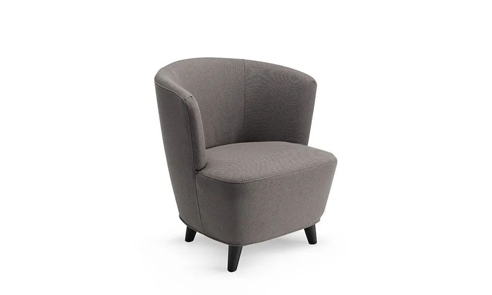 Poltroncina Flora Rosini grigia con gambe nere